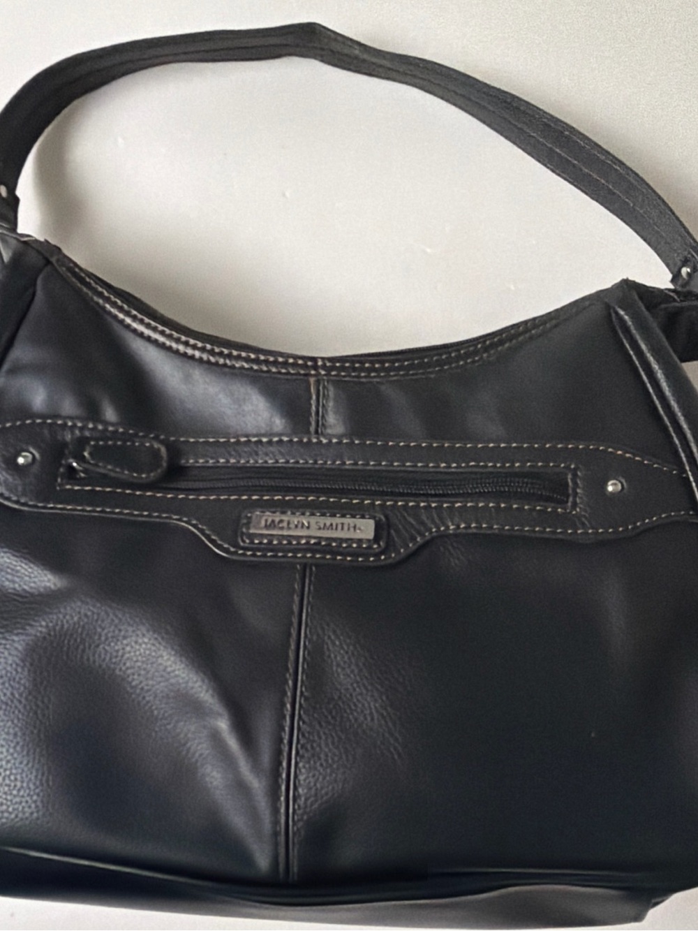 Jaclyn Smith Black Leather-Style Shoulder Bag
